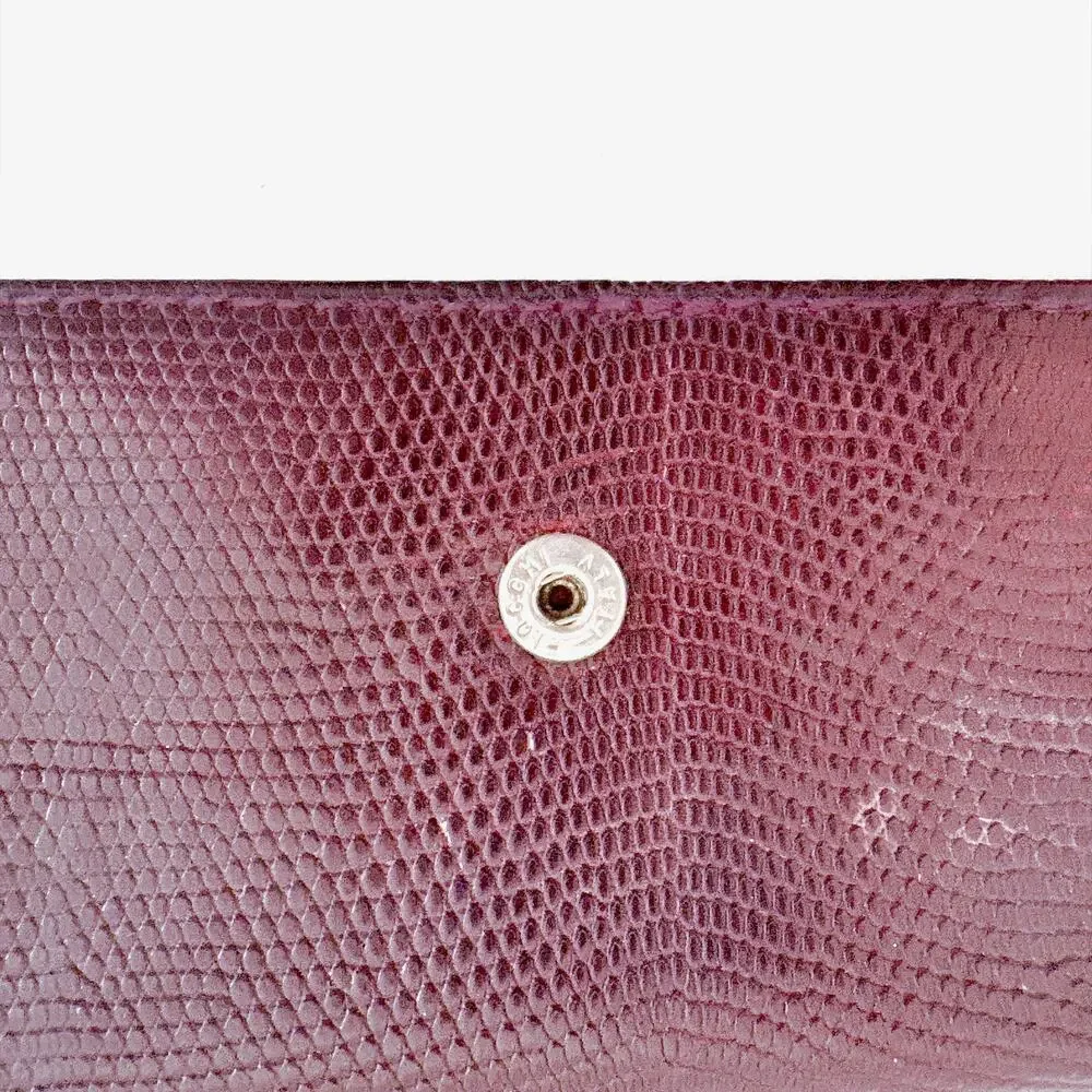 VINTAGE GUCCI BURGUNDY LIZARD EMBOSSED LEATHER KEY CASE